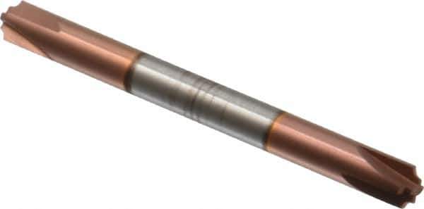 Accupro - 0.035" Radius, 3/16" Mill Diam, 4 Flute Solid Carbide Corner Rounding End Mill - Double End, TiCN Finish, 2" OAL, 3/16" Shank Diam - Eagle Tool & Supply