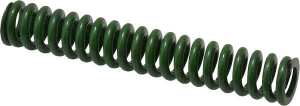 Associated Spring Raymond - 1/2" Hole Diam, 9/32" Rod Diam, 3" Free Length, Green Die Spring - 67.5 Lb Max Deflection, 0.75" Max Deflection, Extra Heavy Duty, Chromium Alloy Steel - Eagle Tool & Supply