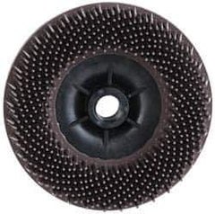 3M - 4-1/2" 36 Grit Ceramic Straight Disc Brush - Very Coarse Grade, Threaded Hole Connector, 3/4" Trim Length, 5/8-11 Threaded Arbor Hole - Eagle Tool & Supply
