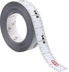 US Tape - 12 Ft. Long x 1/2 Inch Wide, 1/16 Inch Graduation, White, Steel Adhesive Tape Measure - Eagle Tool & Supply