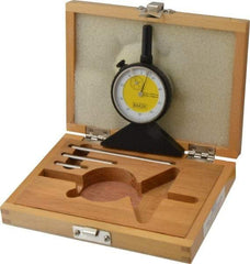 Value Collection - 0 to 200 mm Range, White Dial Depth Gage - 0.01 mm Graduation, 0.05 mm Accuracy, 10 mm Travel, 3-1/8 Inch Base Measuring Length - Eagle Tool & Supply