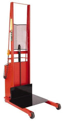 Wesco Industrial Products - 1,000 Lb Capacity, 60" Lift Height, Battery Powered Stacker - 5-3/4" Lowered Height, 15" Load Center, 24" Fork Length, 24" Overall Width - Eagle Tool & Supply