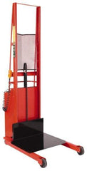 Wesco Industrial Products - 1,000 Lb Capacity, 80" Lift Height, Battery Powered Stacker - 5-3/4" Lowered Height, 15" Load Center, 24" Fork Length, 24" Overall Width - Eagle Tool & Supply