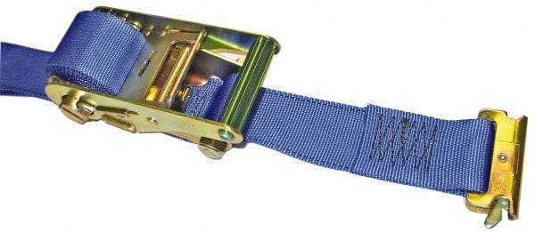 Wesco Industrial Products - 12' Long x 2-1/8" Wide, 1 Ply, Nylon Web Sling - Blue, with "E" Track Hooks - Eagle Tool & Supply