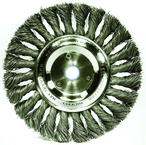 6" Diameter - 1/2-5/8" Arbor Hole - Knot Twist Steel Wire Straight Wheel - Eagle Tool & Supply