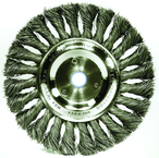15" - Diameter Standard Twist Knot Wire Wheel; .016" Steel Fill; 1-1/4" Arbor Hole - Eagle Tool & Supply