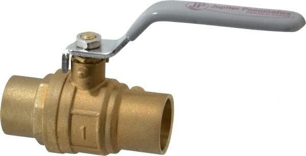 Value Collection - 1" Pipe, Full Port, Brass Standard Ball Valve - Inline - One Way Flow, Soldered x Soldered Ends, Lever Handle, 500 WOG - Eagle Tool & Supply