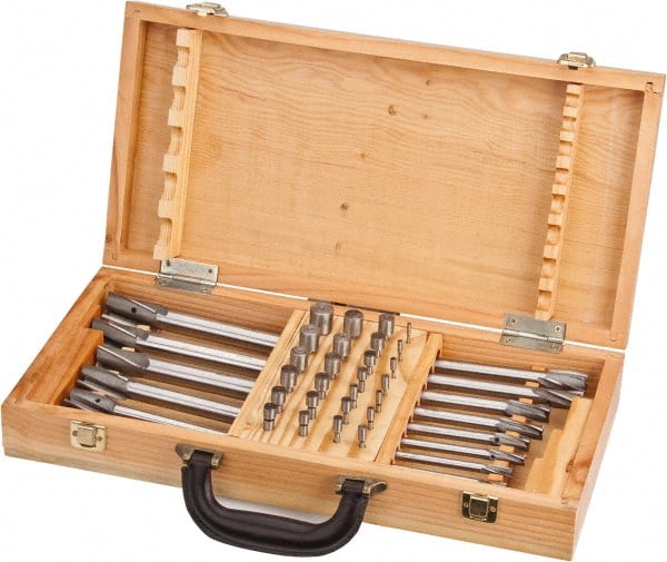 Value Collection - 39 Piece, 3 Flutes, Straight Shank, Interchangeable Pilot Counterbore Set - Eagle Tool & Supply