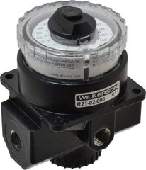 Wilkerson - 1/4 NPT Port, 117 CFM, Zinc Dial Air Regulator - 5 to 160 psi Range, 300 Max psi Supply Pressure, 1/4" Gauge Port Thread, 3.2" Wide x 4.19" High - Eagle Tool & Supply