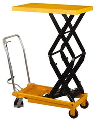 Wesco Industrial Products - 770 Lb Capacity Portable Foot-Operated Scissor Lift Table - 14" Lift Height, 35-1/2" Platform Length x 19-1/2" Platform Width - Eagle Tool & Supply