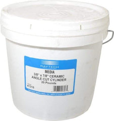 Raytech - Ceramic Carrier, Aluminum Oxide Abrasive, Polishing Tumbling Media - Cylinder Shape, Wet Operation, 3/8" Long x 7/8" High - Eagle Tool & Supply
