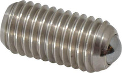 Vlier - 5/8-11, 0.375" Ball Diam, 1.25" Body Length, 0.096" Max Ball Reach, Threaded Ball Plunger - Stainless Steel Body, Stainless Steel Ball, 9 Lb Initial End Force, 18 Lb Final End Force, Locking Element - Eagle Tool & Supply