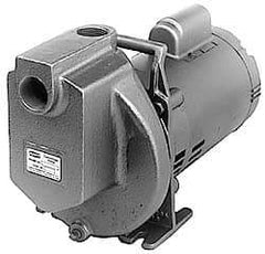 American Machine & Tool - 115/230 Volt, 1 Phase, 3/4 HP, Chemical Transfer Self Priming Centrifugal Pump - 1 Inch Inlet, Stainless Steel and Cast Iron Housing, Stainless Steel Impeller, 54 Ft. Shut Off, Viton Seal - Eagle Tool & Supply