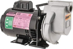 American Machine & Tool - 115/230 Volt, 1 Phase, 1/3 HP, Chemical Transfer Self Priming Centrifugal Pump - 1 Inch Inlet, Stainless Steel and Cast Iron Housing, Stainless Steel Impeller, 44 Ft. Shut Off, Viton Seal - Eagle Tool & Supply