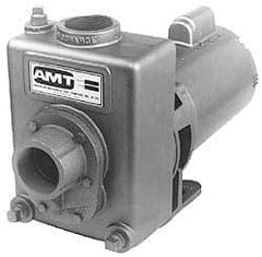 American Machine & Tool - 115/230 Volt, 1 Phase, 2 HP, Self Priming Centrifugal Pump - 1-1/2 Inch Inlet, 95 Head Pressure, Cast Iron Housing and Impeller - Eagle Tool & Supply