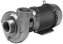 American Machine & Tool - 230/460 Volt, 3 Phase, 5 HP, Stainless Steel Straight Pump - 2 Inch Inlet, 1-1/2 Inch Outlet, Stainless Steel Impeller, Viton Seal - Eagle Tool & Supply
