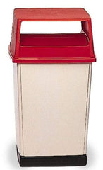 Rubbermaid - Rectangle Lid for Use with 56 Gal Rectangular Trash Cans - Red, Polyethylene, For Glutton Trash Cans - Eagle Tool & Supply