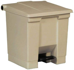Rubbermaid - 8 Gal Rectangle Unlabeled Trash Can - 17-1/8" High x 16-1/4" Long x 15-3/4" Wide, White, High-Density Polyethylene (Base), Polypropylene (Lid) - Eagle Tool & Supply