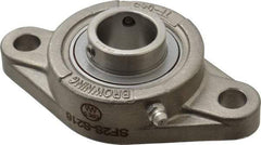 Browning - 1" ID, 4-7/8" OAL x 2-11/16" OAH 2-Bolt Flange - 1,651 Lb Static Cap, 2,801 Lb Dyn Cap, 3-57/64" Btw Mnt Hole Ctrs, Stainless Steel - Eagle Tool & Supply