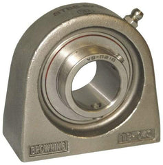 Browning - 1" ID, 3" OAL x 2-13/16" OAH Tapped Base - 1,651 Lb Static Cap, 2,801 Lb Dyn Cap, 2" Btw Mnt Hole Ctrs, 1-7/16" Base-to-Ctr Ht, Stainless Steel - Eagle Tool & Supply