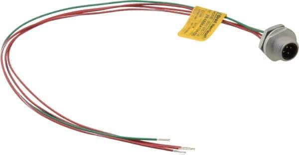Brad Harrison - 4 Amp, 1/2-20 UNF Male Straight Receptacle - 250 VAC/VDC, 0.31m Cable Length, IP67 Ingress Rating - Eagle Tool & Supply