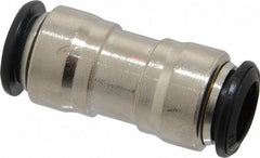 Alpha Technologies - 10mm Outside Diam, Nickel Plated Brass Push-to-Connect Tube Union - 250 Max psi, Tube to Tube Connection, Buna O-Ring - Eagle Tool & Supply
