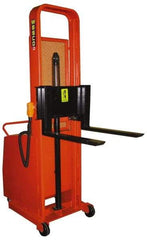 Wesco Industrial Products - 1,000 Lb Capacity, 64" Lift Height, Battery Operated Counter Weight Lift - 1" Lowered Height, 13" Load Center, 25" Fork Length, 27" Overall Width - Eagle Tool & Supply