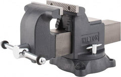 Wilton - 6" Jaw Width x 6" Jaw Opening Capacity, 3-1/2" Throat Depth, Bench & Pipe Combination Vise - 5/8 to 2-1/2" Pipe Capacity, Swivel Base, Bolt Down Attachment, Ductile Iron - Eagle Tool & Supply