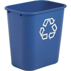 Rubbermaid - 28 Qt Blue Rectangle Recycling Container - Polyethylene, 15" High x 14.38" Long x 10-1/4" Wide - Eagle Tool & Supply