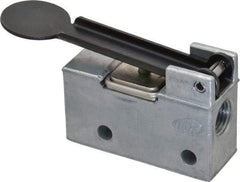 ARO/Ingersoll-Rand - 0.195 CV Rate & 7.5 CFM 3 Way Air Valve - Fingertip Lever, Spring Return, 150 Max psi - Eagle Tool & Supply