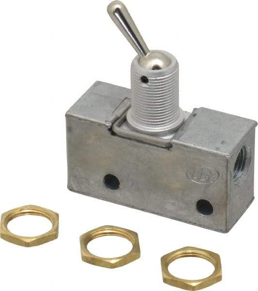 ARO/Ingersoll-Rand - 0.195 CV Rate & 7.5 CFM 3 Way Air Valve - Retained Toggle, Manual Return, 150 Max psi - Eagle Tool & Supply