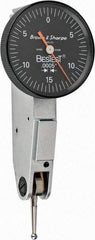 TESA Brown & Sharpe - 0.03 Inch Range, 0.0005 Inch Dial Graduation, Horizontal Dial Test Indicator - 1 Inch Black Dial, 0-15-0 Dial Reading - Eagle Tool & Supply