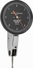 TESA Brown & Sharpe - 0.008 Inch Range, 0 Inch Dial Graduation, Horizontal Dial Test Indicator - 1-1/2 Inch Black Dial, 0-4-0 Dial Reading - Eagle Tool & Supply