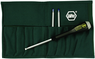4 Piece - ESD Safe Interchangeable Blade Set Includes ESD Safe Handle - #10891 - Slotted 3; 4; 6 and Phillips #0; 1 & 2 Blades in Canvas Pouch - Eagle Tool & Supply
