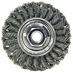 4" Diameter - M10 x 1.25 Arbor Hole - Knot Twist Steel Wire Straight Wheel - Eagle Tool & Supply