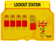 Padllock Wall Station - 12-1/4 x 16 x 1-3/4''-With (4) 1106 Aluminum Padlocks - Eagle Tool & Supply