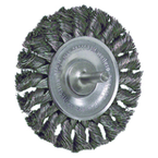 4" - Diameter Stem-Mounted Knot Wire Wheel; .020" - Diameter Steel Fill; 1/4" Stem - Eagle Tool & Supply