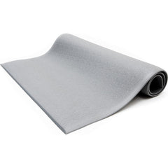 Anti-Fatigue Mat: 12' Length, 3' Wide, 3/8″ Thick, Vinyl, Beveled Edge, Light-Duty Textured, Gray, Dry