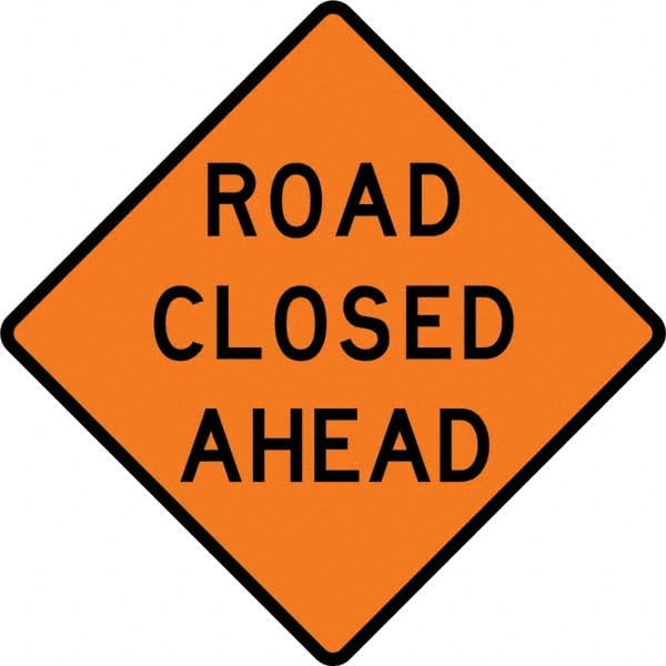 VizCon - "Right Lane Closed Ahead," 36" Wide x 36" High Vinyl Construction Roadway Sign - Eagle Tool & Supply