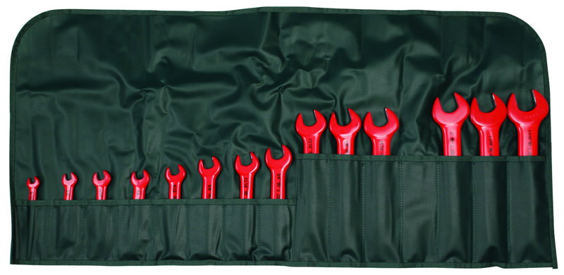 Insulated Open End Inch Wrench 14 Piece Set Includes: 5/16" - 1-1/8" In Canvas Pouch - Eagle Tool & Supply
