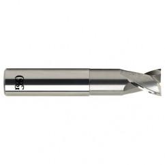 1/4 Dia. x 2-1/2 Overall Length 2-Flute .020 C/R Solid Carbide SE End Mill-Round Shank-Center Cutting-Uncoated - Eagle Tool & Supply