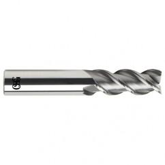 1/2 Dia. x 3 Overall Length 3-Flute .060 C/R Solid Carbide SE End Mill-Round Shank-Center Cutting-Uncoated - Eagle Tool & Supply