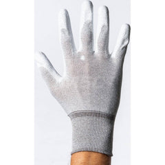 General Purpose Work Gloves: X-Small, Polyurethane, Carbon & Nylon White & Gray, Static Dissipative