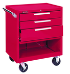 3-Drawer Roller Cabinet w/ball bearing Dwr slides - 35'' x 18'' x 27'' Red - Eagle Tool & Supply