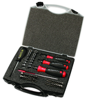 59 Piece - Torque Control - #28589 - Includes: Torque handle 10-50 Inch/Lbs; 5-10 Inch/Lbs and 15-80 Inch lbs. Hex; Torx®; Phillips; Slotted; Pozi Bits and Sockets in Storage Case - Eagle Tool & Supply