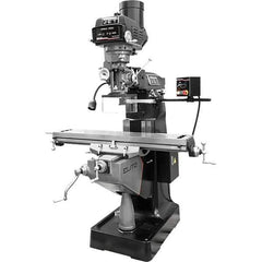 Jet - 9" Table Width x 49" Table Length, Variable Speed Pulley Control, 3 Phase Knee Milling Machine - R8 Spindle Taper, 3 hp - Eagle Tool & Supply
