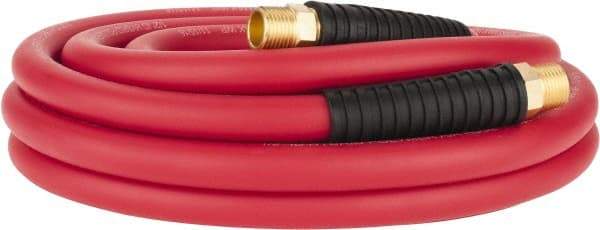 PRO-SOURCE - 1/2" ID x 0.7874" OD 25' Long Multipurpose Air Hose - MNPT x MNPT Ends, 300 Working psi, -40 to 180°F, 1/2" Fitting, Red - Eagle Tool & Supply