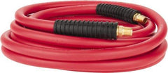 PRO-SOURCE - 3/8" ID x 0.6496" OD 25' Long Multipurpose Air Hose - MNPT x MNPT Ends, 300 Working psi, -40 to 180°F, 1/4" Fitting, Red - Eagle Tool & Supply