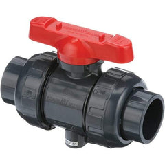 Asahi/America - 1" Pipe, Full Port, PVC True Union Design Ball Valve - 1 Piece, Socket x Thread Ends, Tee Handle - Eagle Tool & Supply