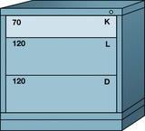 Table-Standard Cabinet - 3 Drawers - 30 x 28-1/4 x 30-1/8" - Single Drawer Access - Eagle Tool & Supply